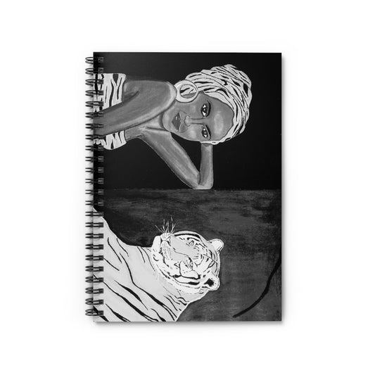 Charcoal Grey Tiger Spiral Notebook - Ruled Line