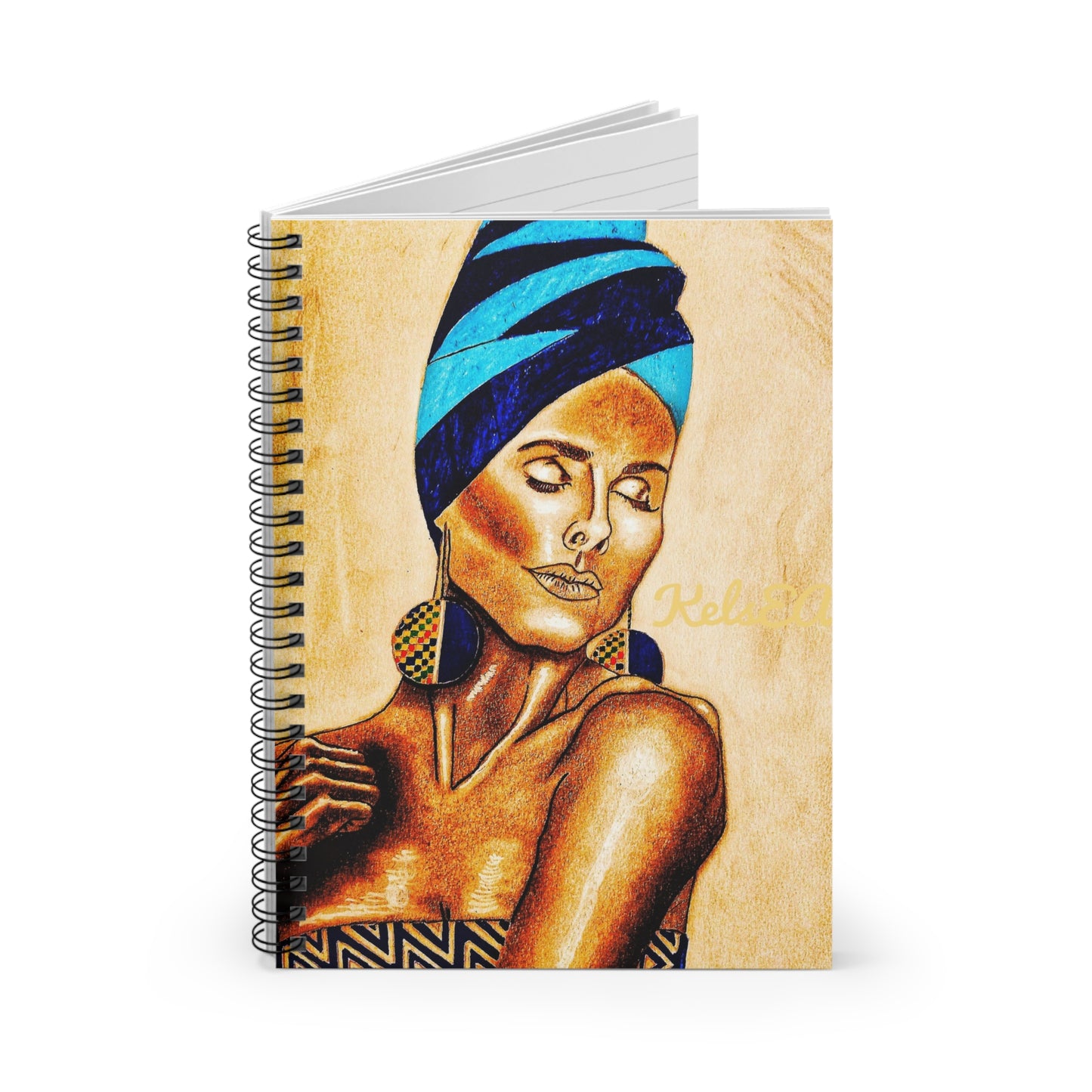 Stylish Blue Brown Spiral Notebook - Ruled Line