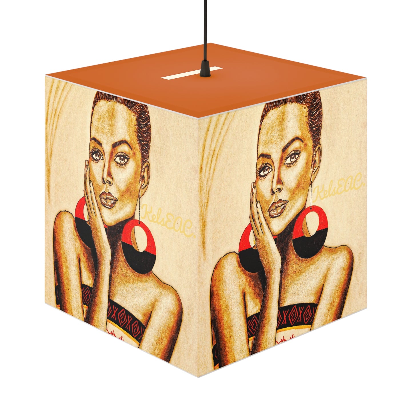 Chic Rust Red Light Cube Lamp