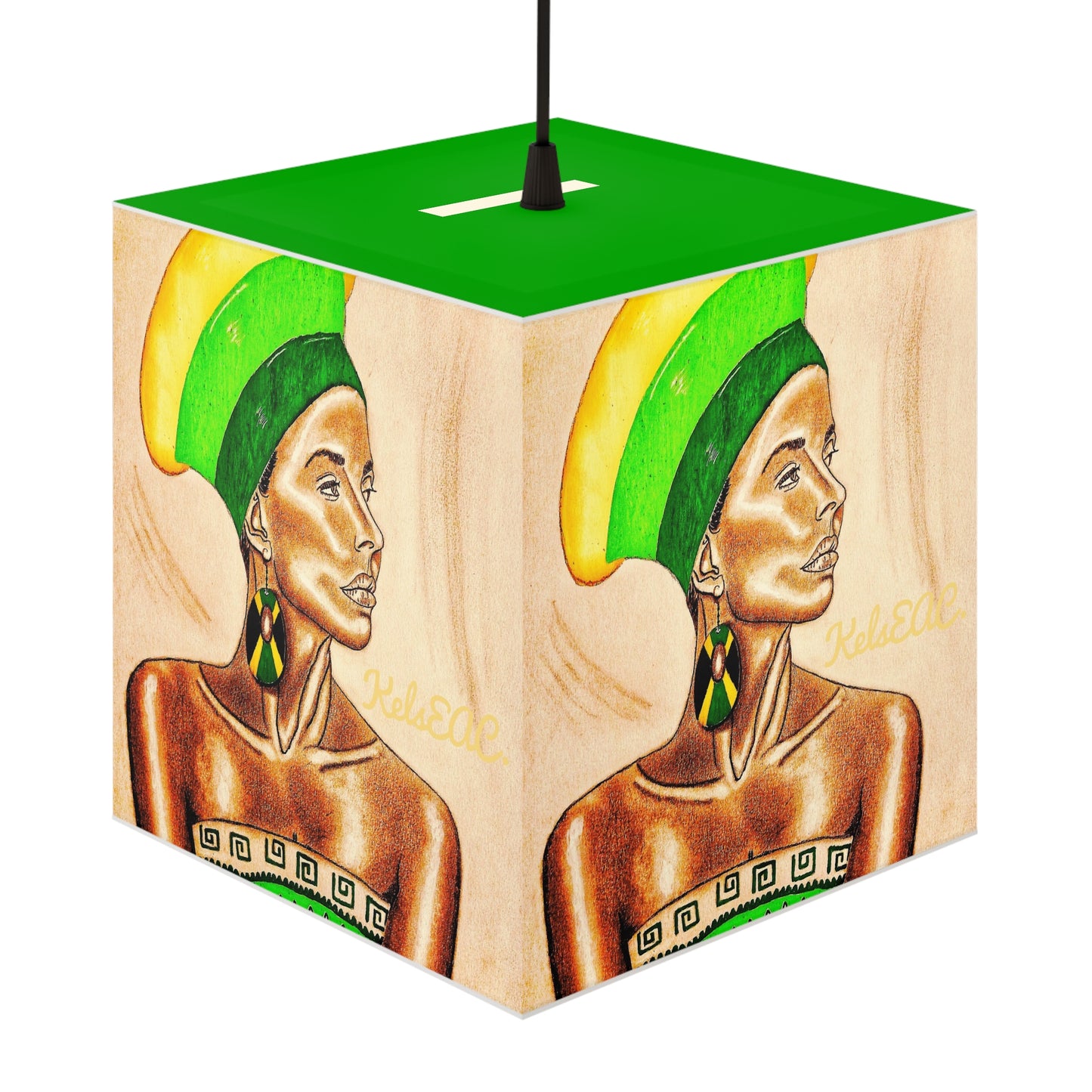 Alluring Green Light Cube Lamp