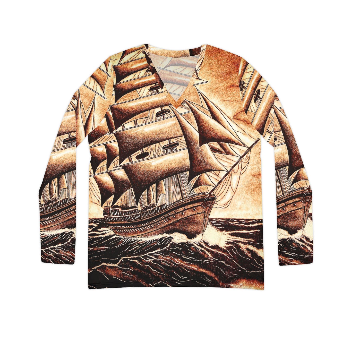 Women's Tempestuous Seas Long Sleeve V-neck Shirt