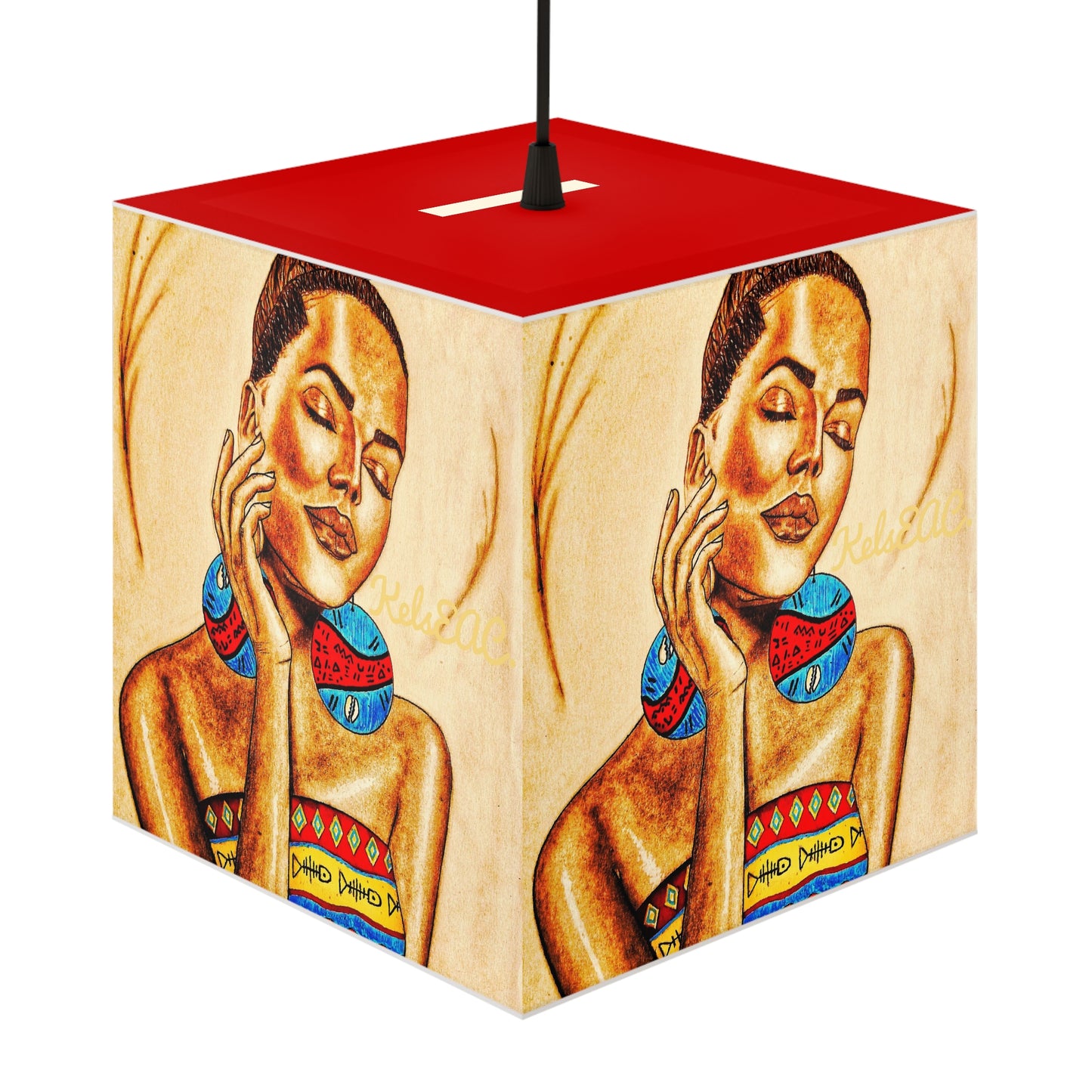 Elegant Red Blue Light Cube Lamp