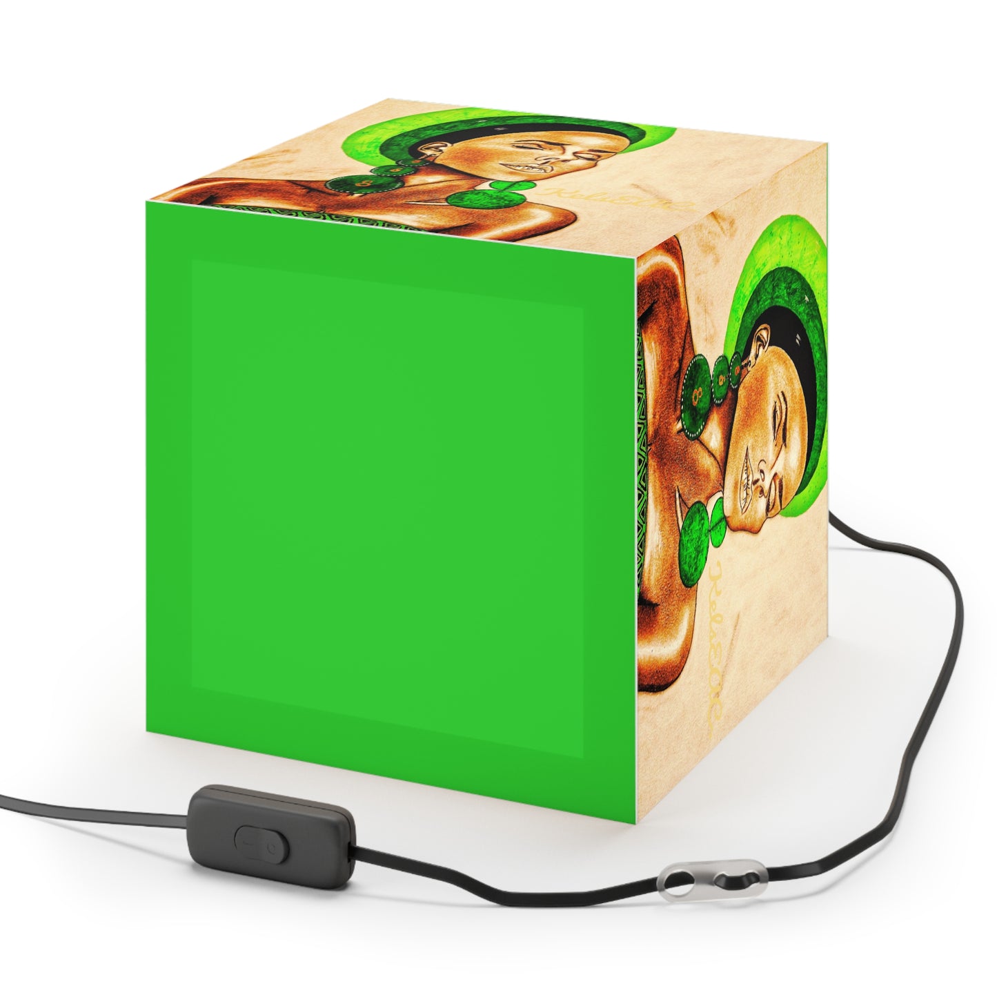 Lime Green Light Cube Lamp