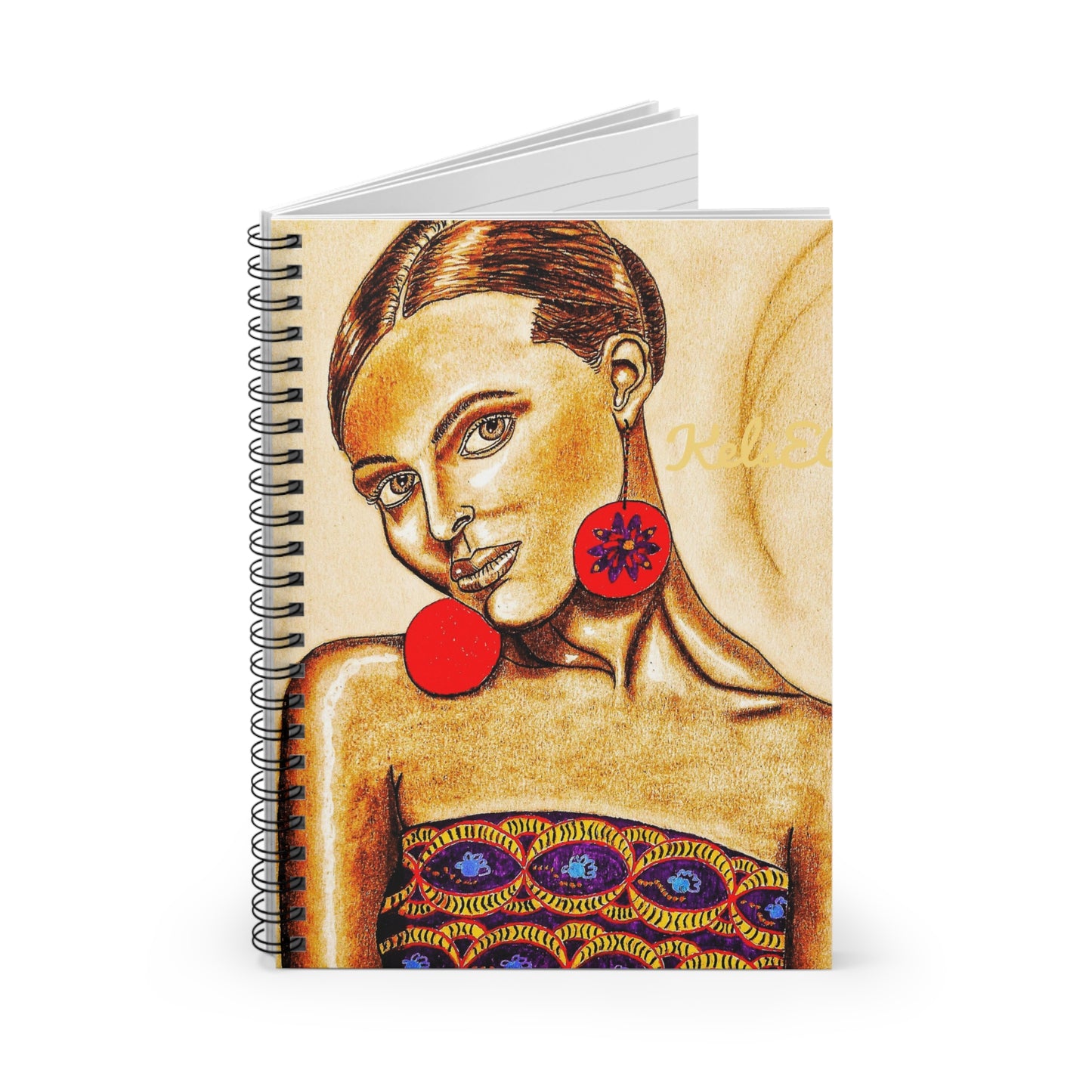 Elegant Brown Red Spiral Notebook - Ruled Line