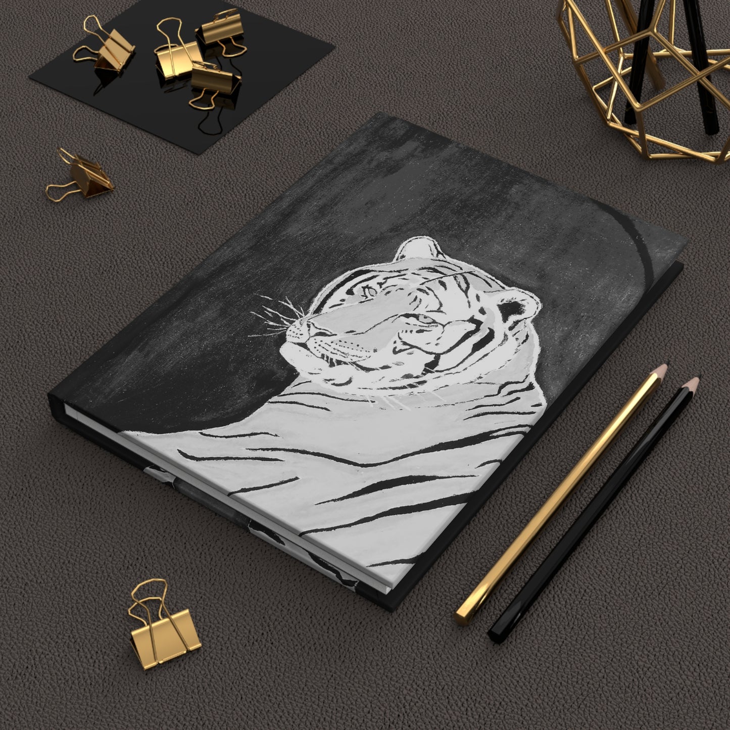 Charcoal Grey Tiger Hardcover Journal