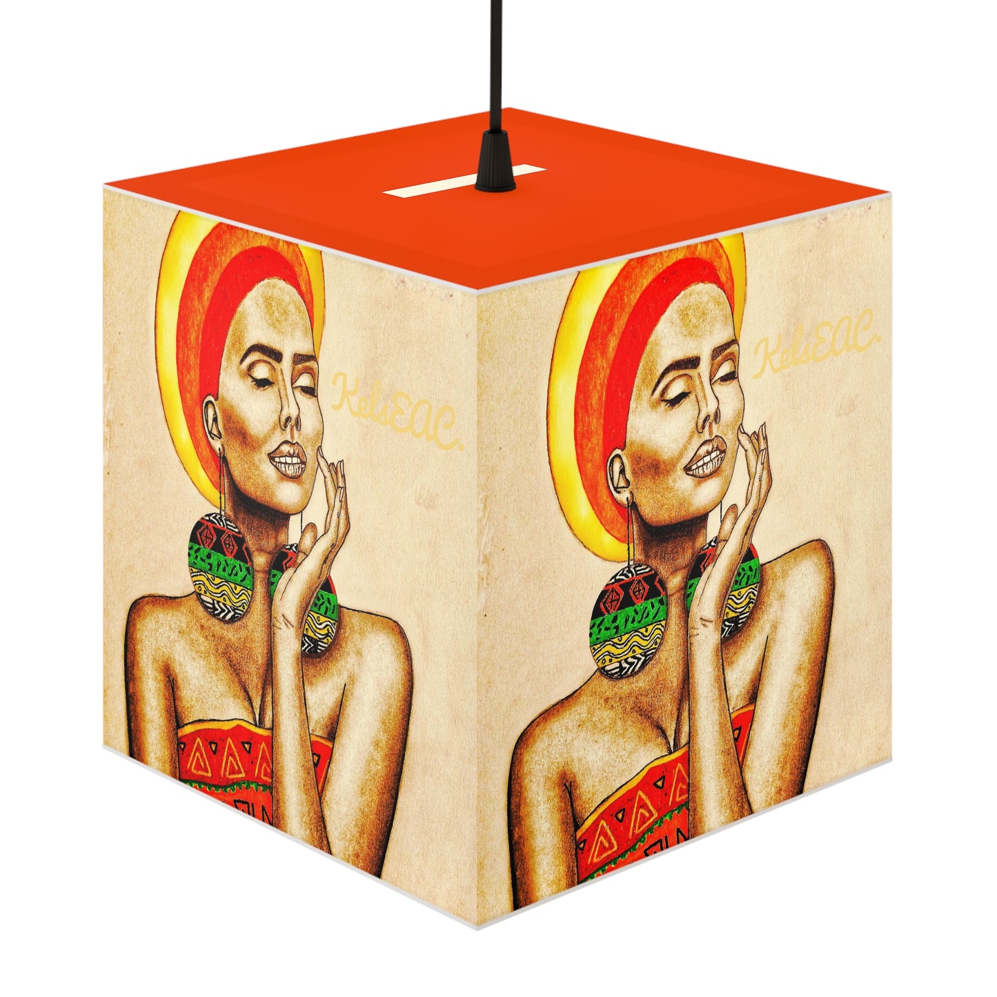 Elegant Orange Red Light Cube Lamp