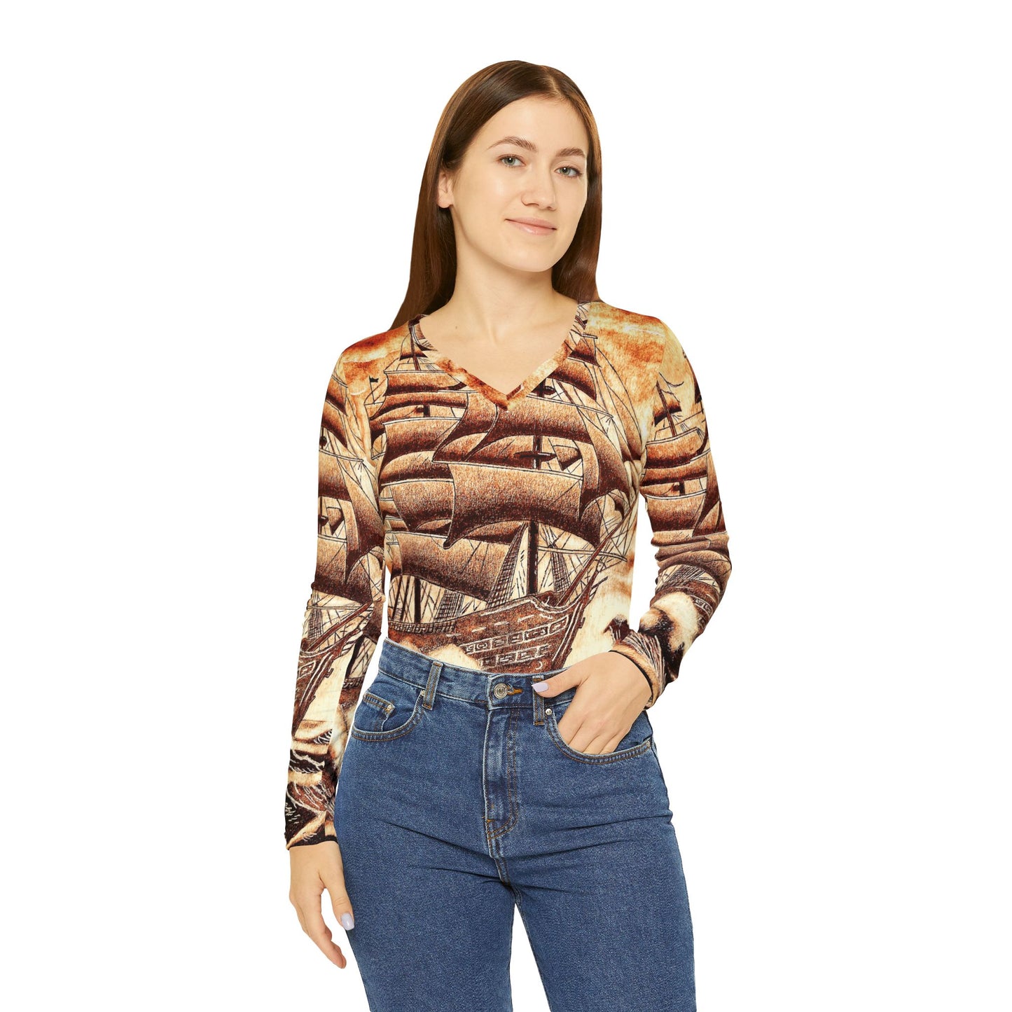 Women's Ocean's Wrath Long Sleeve V-neck Shirt