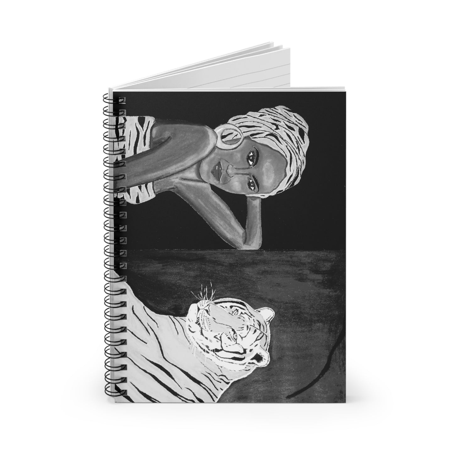 Charcoal Grey Tiger Spiral Notebook - Ruled Line