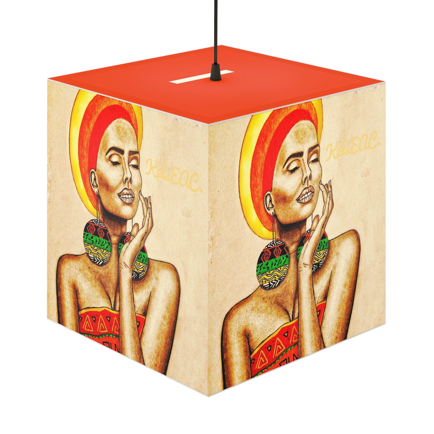 Elegant Orange Red Light Cube Lamp