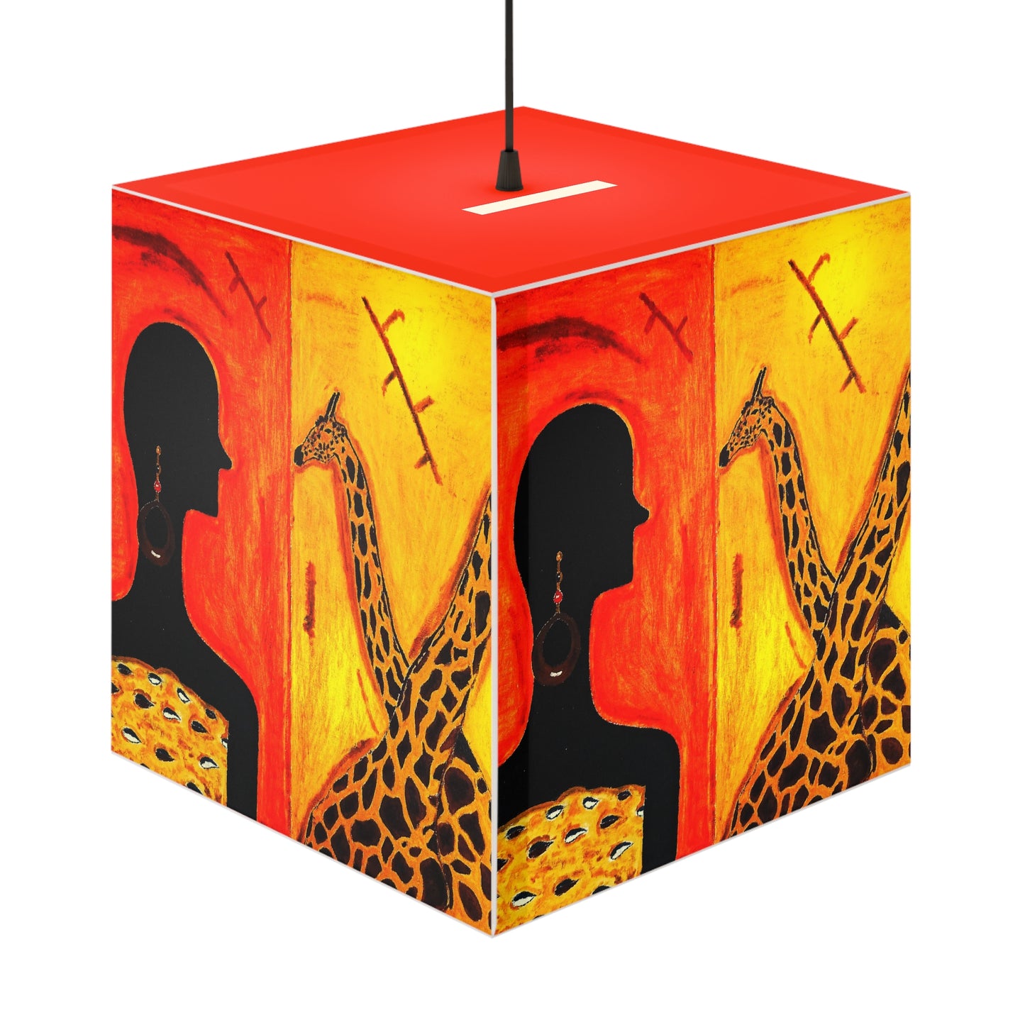 Scarlet Red Giraffe Light Cube Lamp