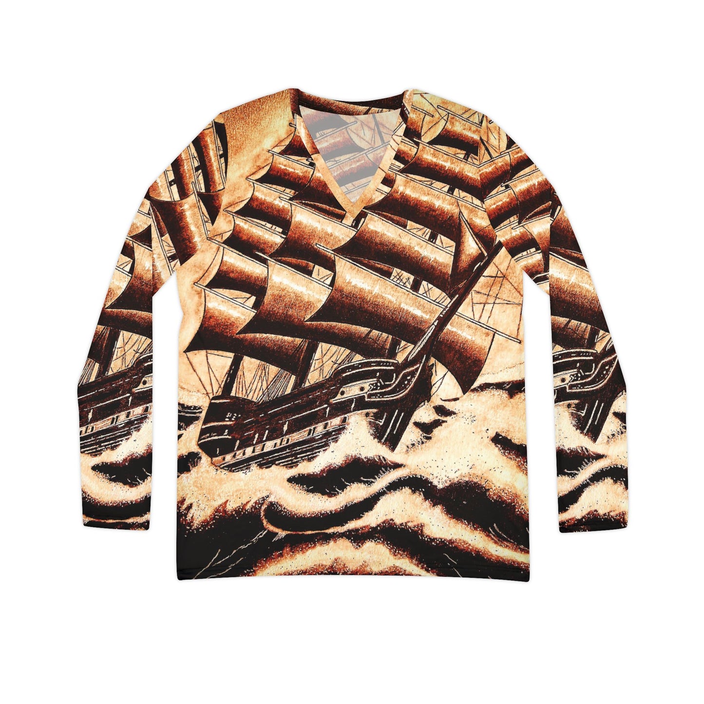 Women's Nautical Fury Long Sleeve V-neck Shirt