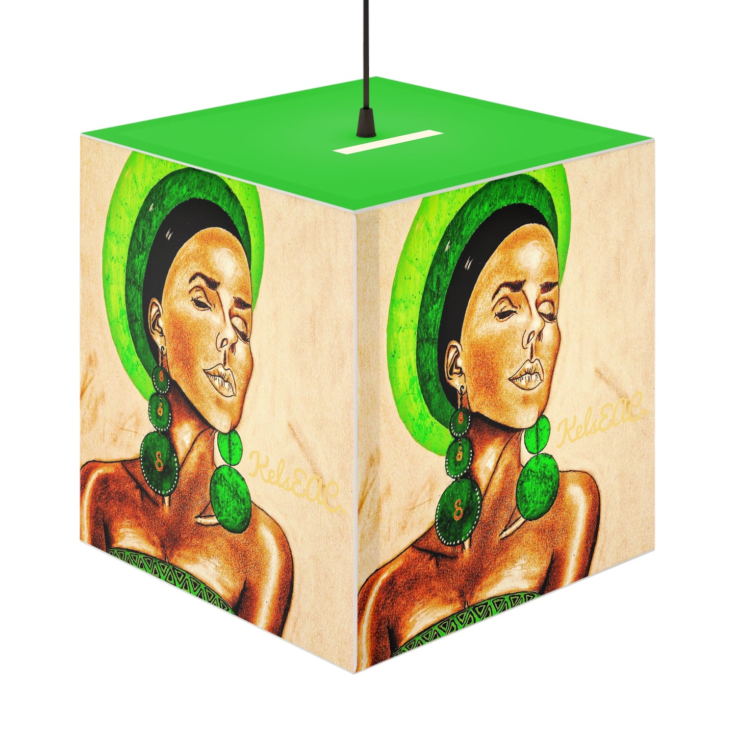 Lime Green Light Cube Lamp