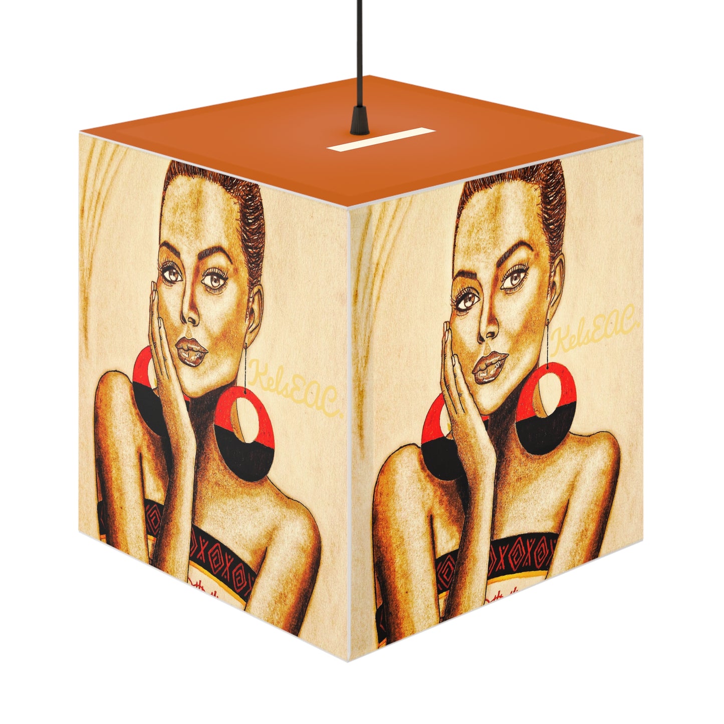 Chic Rust Red Light Cube Lamp