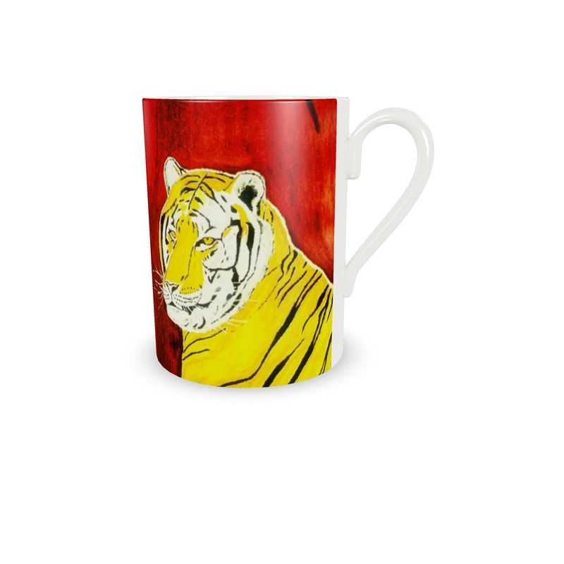 Maroon Brown Tiger Cup and Saucer
